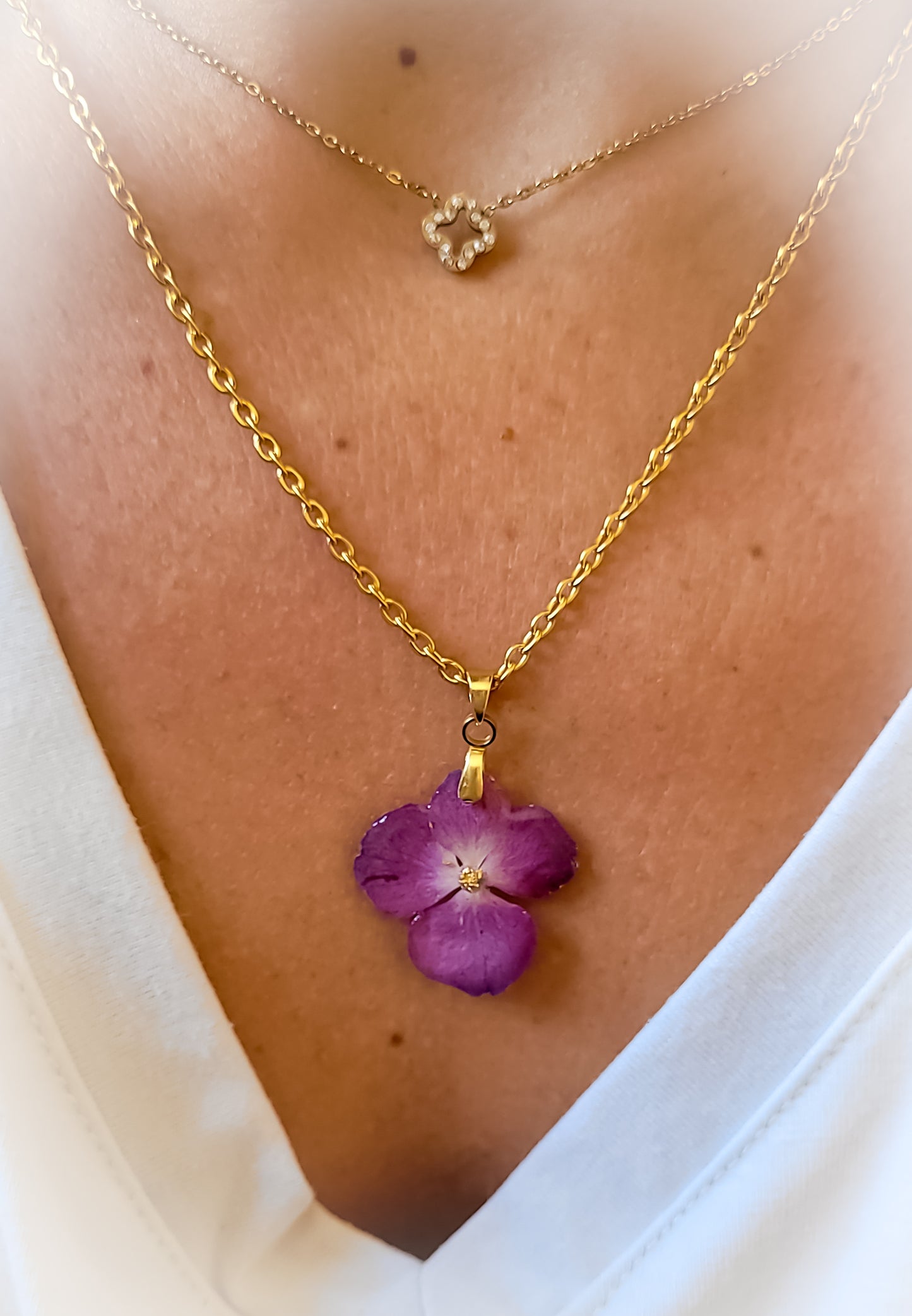 Collier fleur hortensia