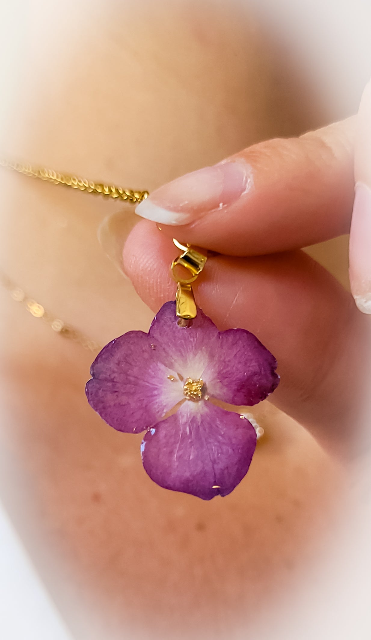 Collier fleur hortensia