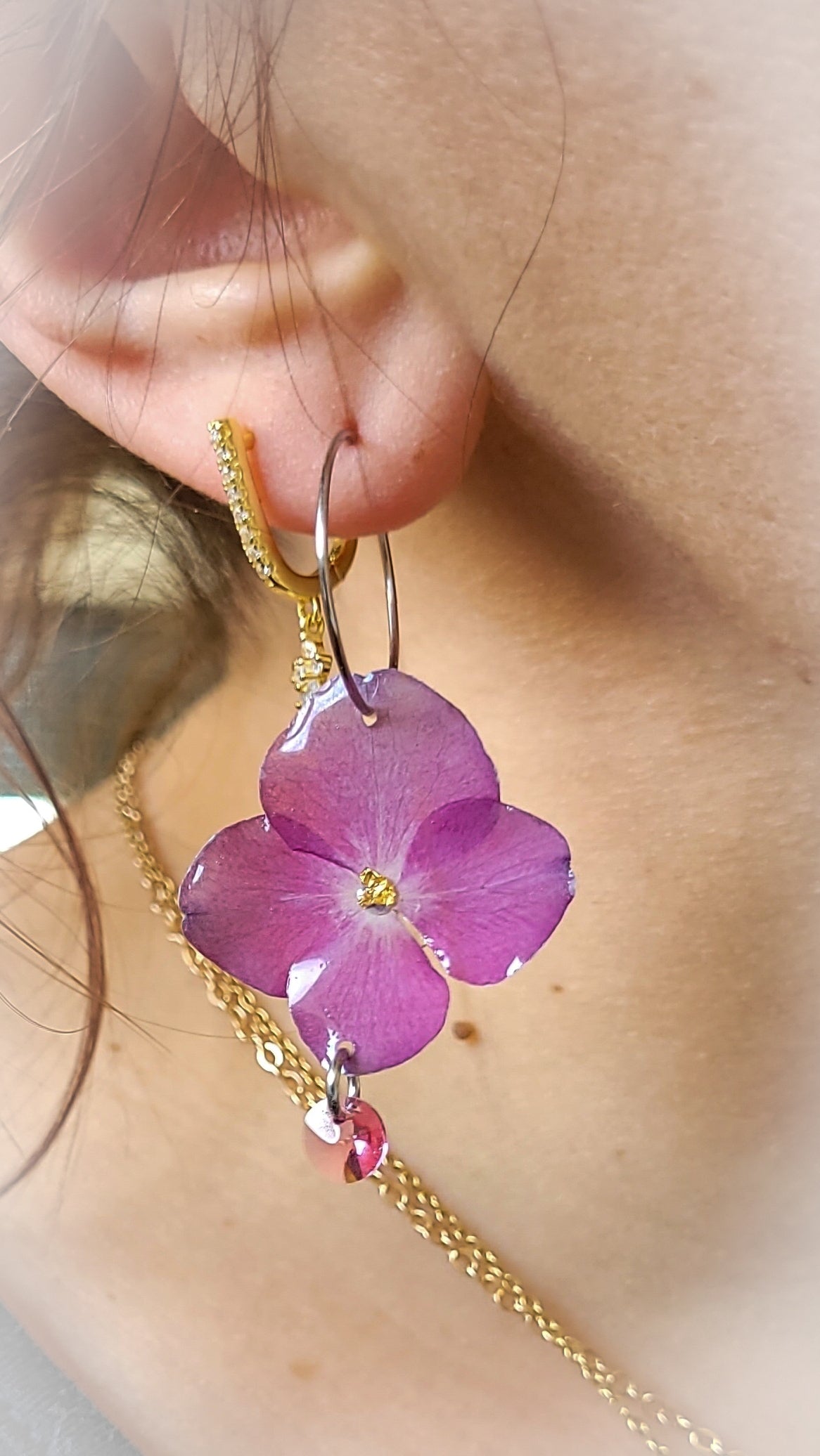 Créoles hortensias roses