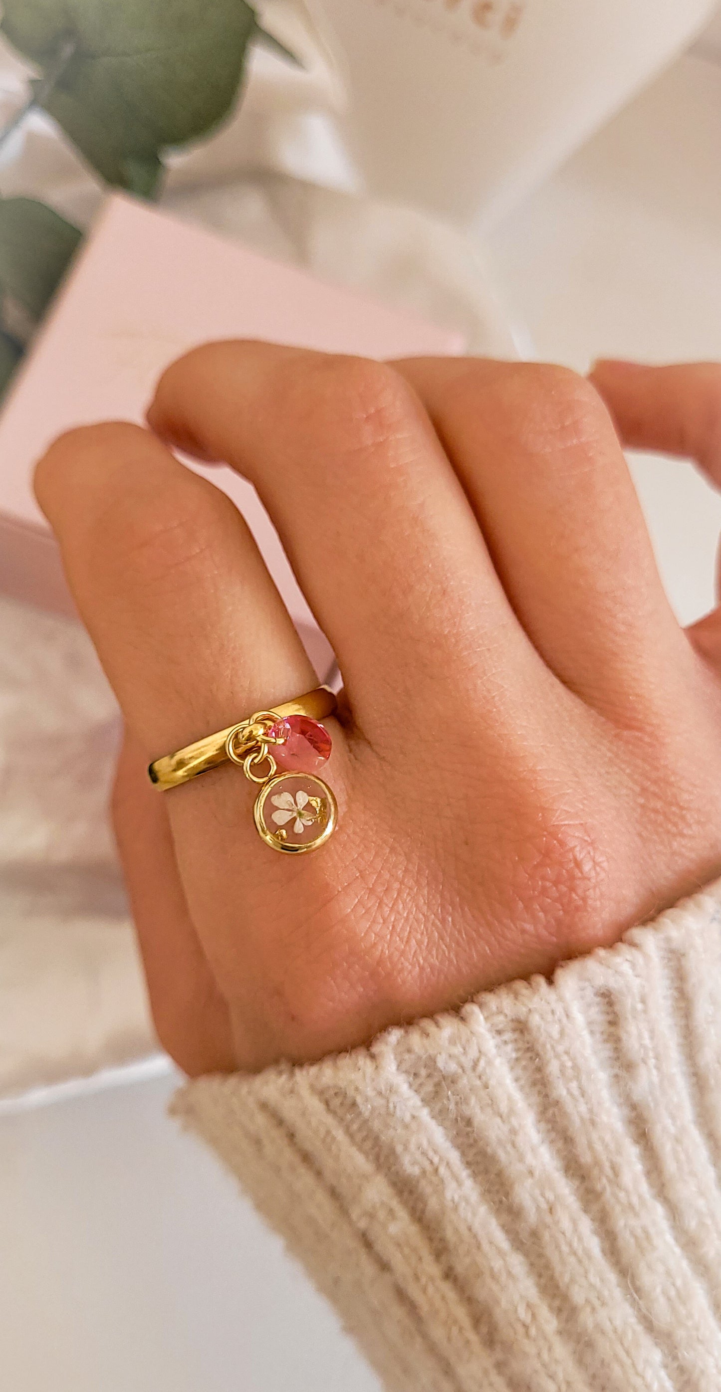 Bague breloque dentelle