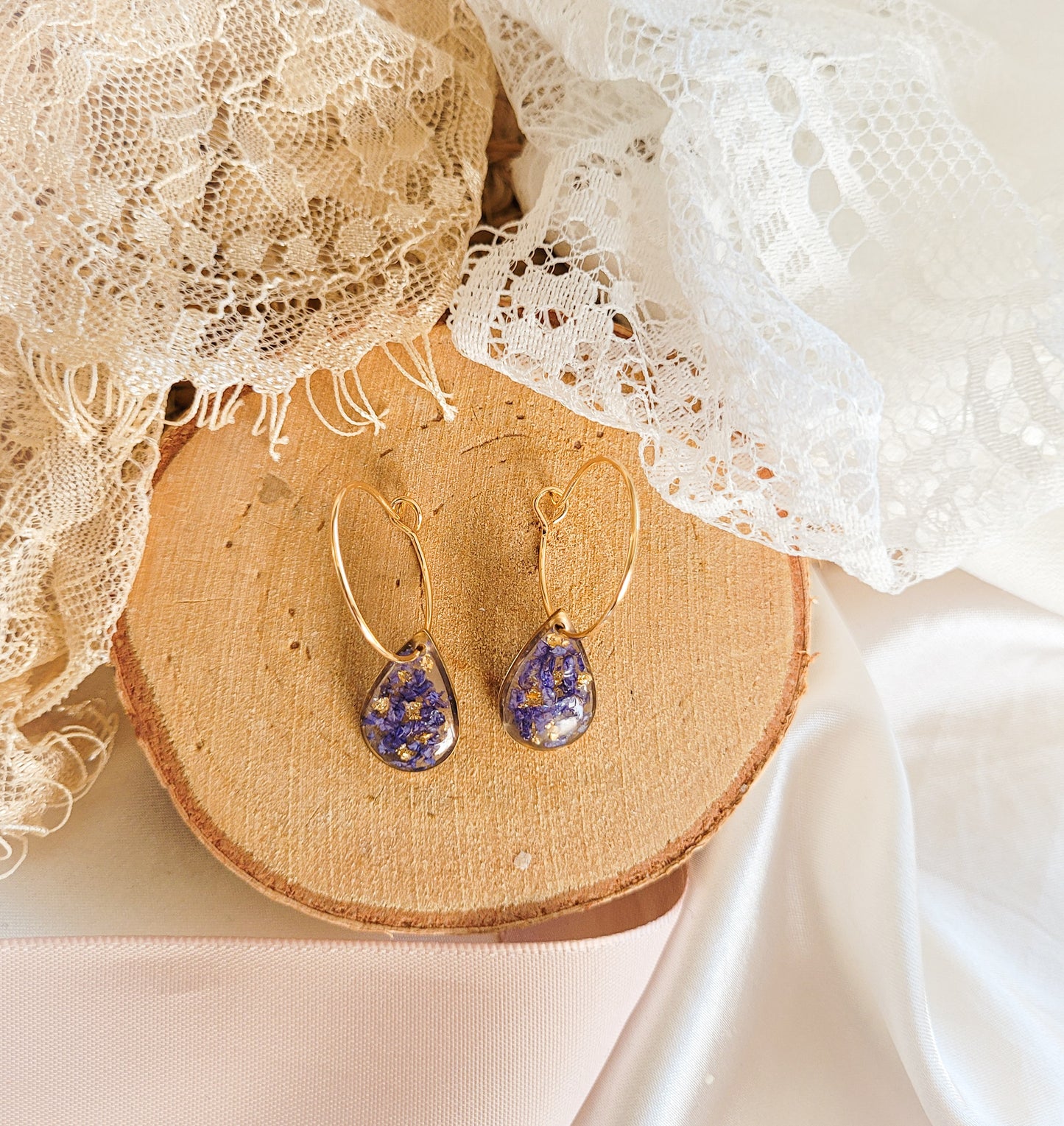 Cornflower drop hoops