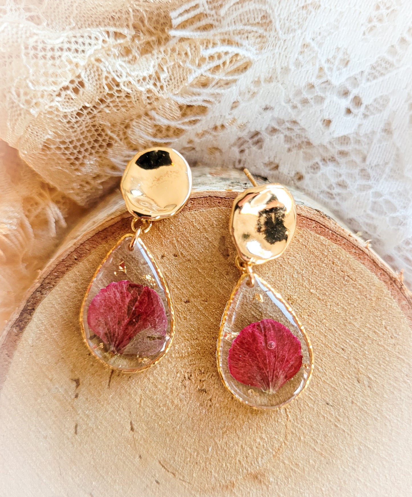 Hydrangea petal earrings