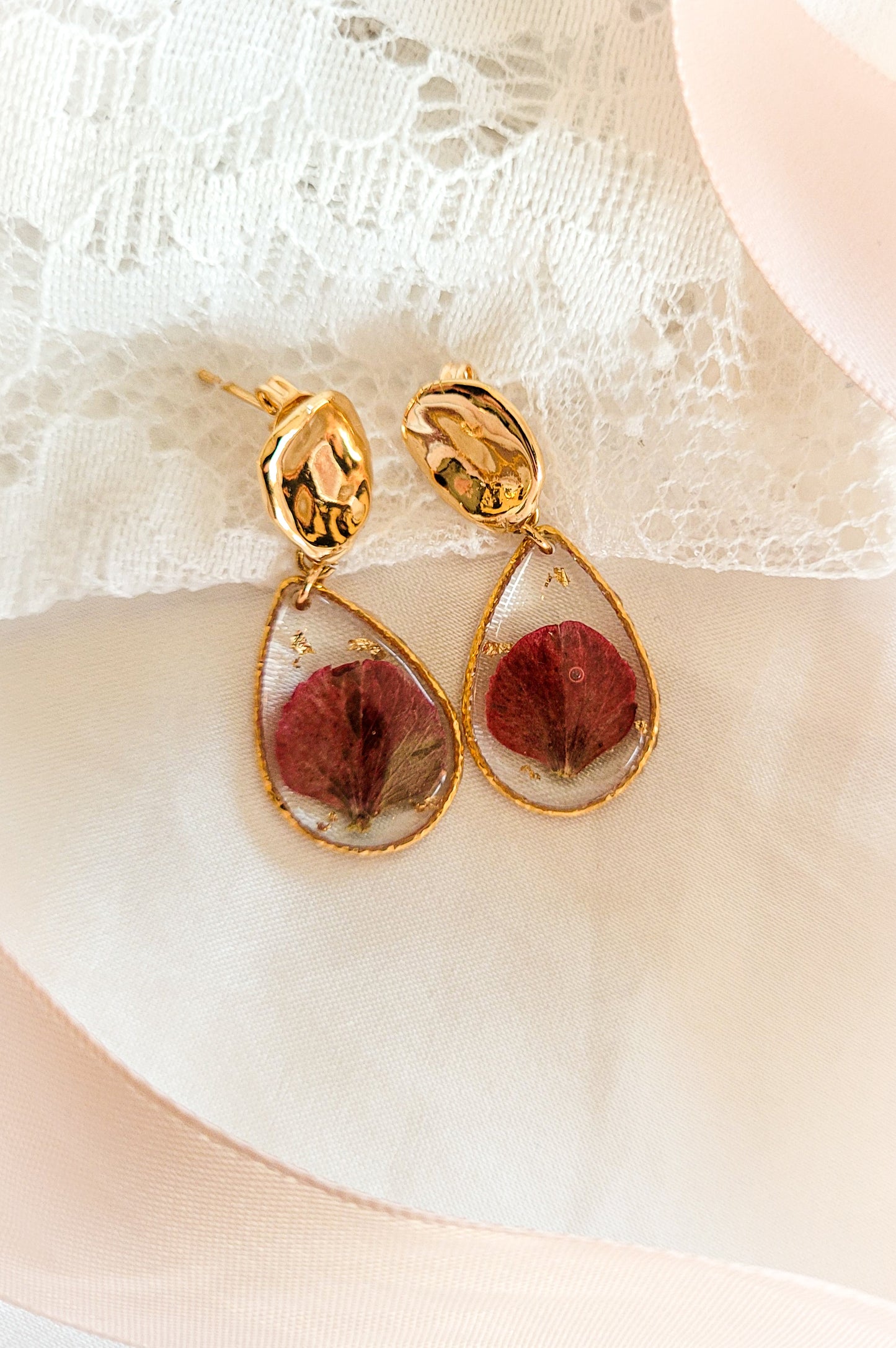 Hydrangea petal earrings