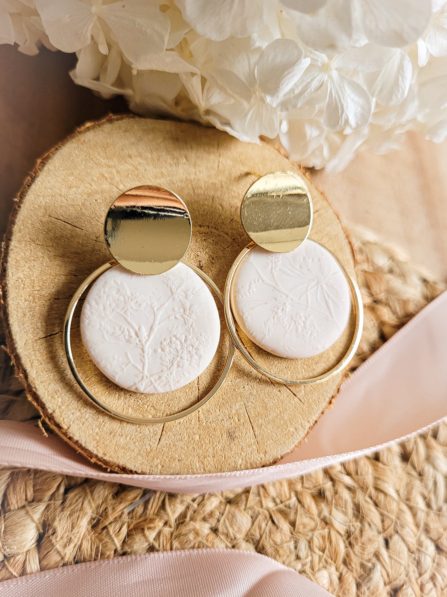 Polymer flower print earrings