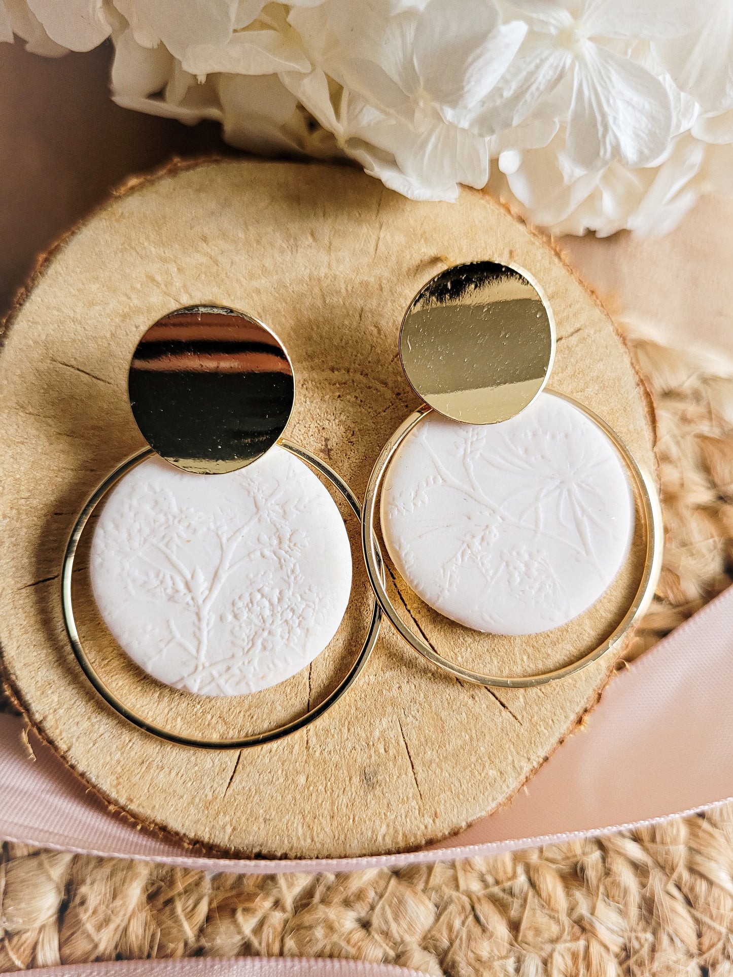 Polymer flower print earrings