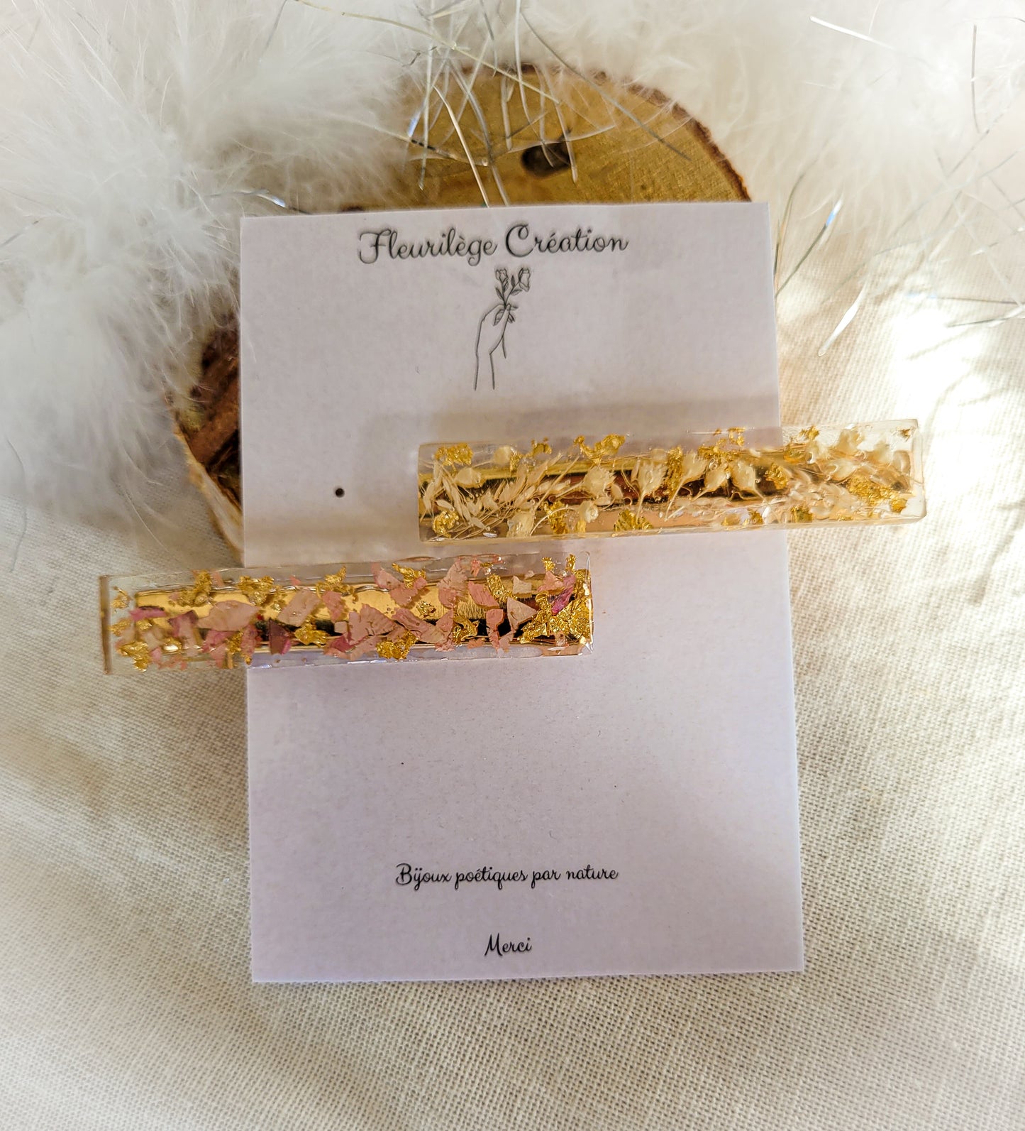 Barrette bucolique tons roses