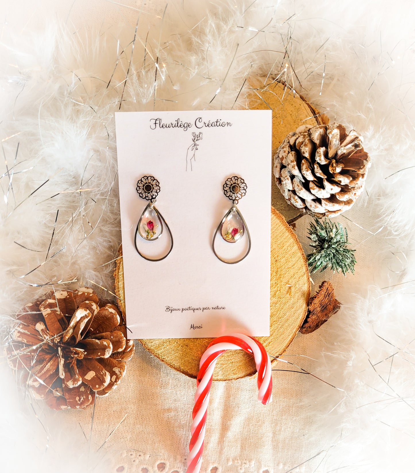 Heather silver double drop