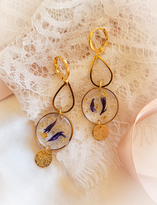 Boucles d'oreilles bleuet