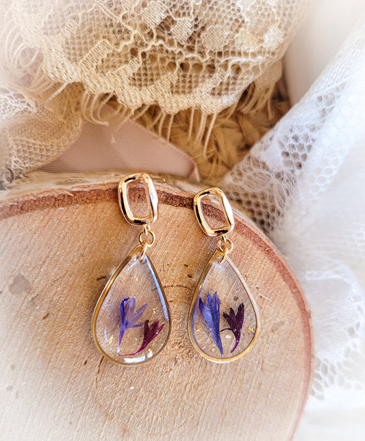 Cornflower drop earrings